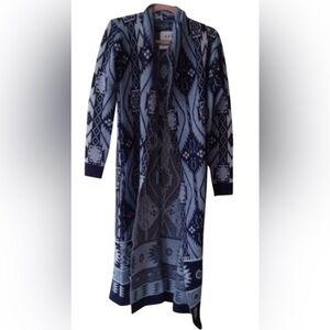 Zara Navy and Light Blue Patterned Blazer